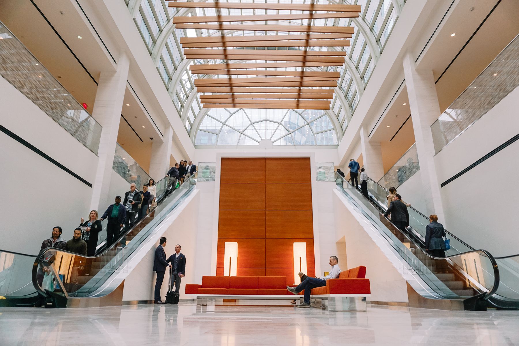 A grand public lobby of a community building
